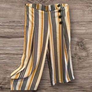 ZARA EUC WOMENS PANTS BOTTOMS FALL WINTER IVORY STRIPES CASUAL SIZE L LARGE